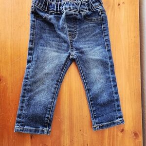 7 For All Mankind 12m Dark Blue Elastic-Waist Denim Pants